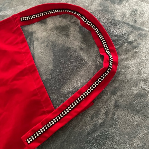 Vtg Hostess apron in faux suede and rhinestones - Picture 2 of 8